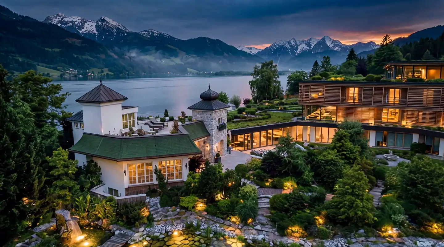 The Meridian, full resort view at dawn