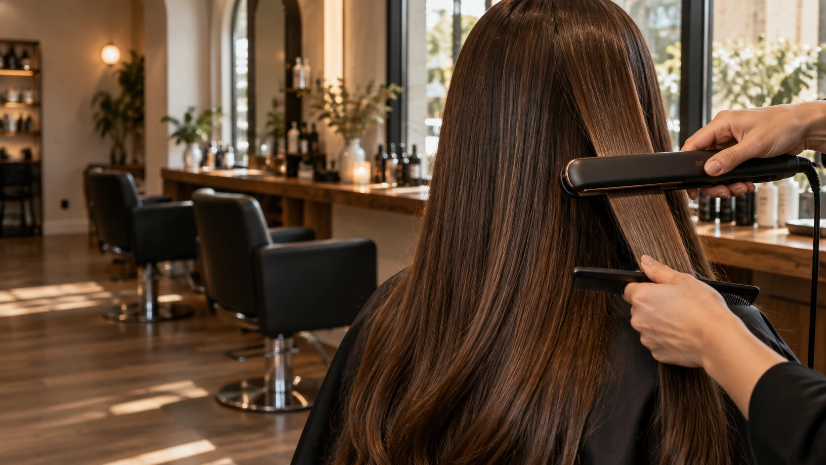Illustrative Szene zu Haarglättung